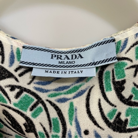 [S] Prada 2011 Resort Collection Sleeveless Midi Shift Dress White Multicoloured - Picture 11 of 13